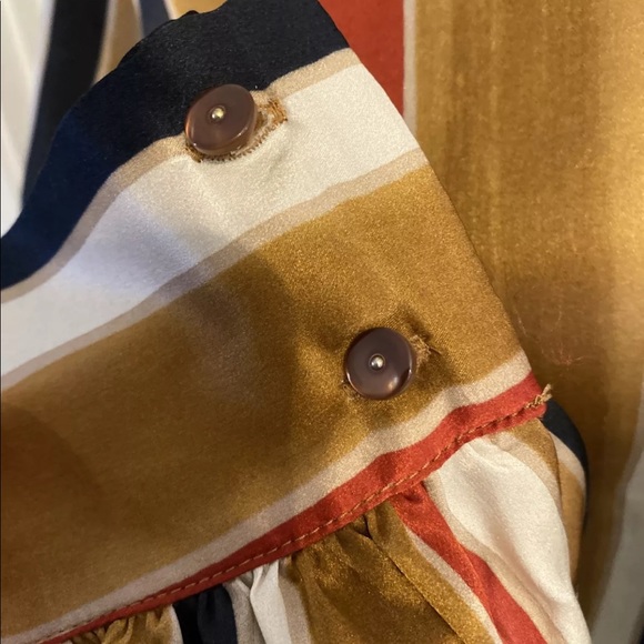 NWT Max Mara Abelia Womens Silk Striped Brown Top - Picture 9 of 12